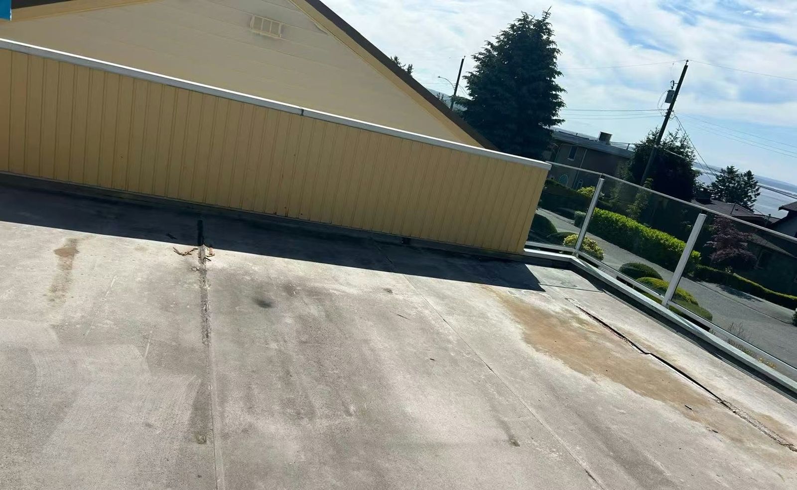 Before: Old roof-deck surface to new vinyl, ocean view